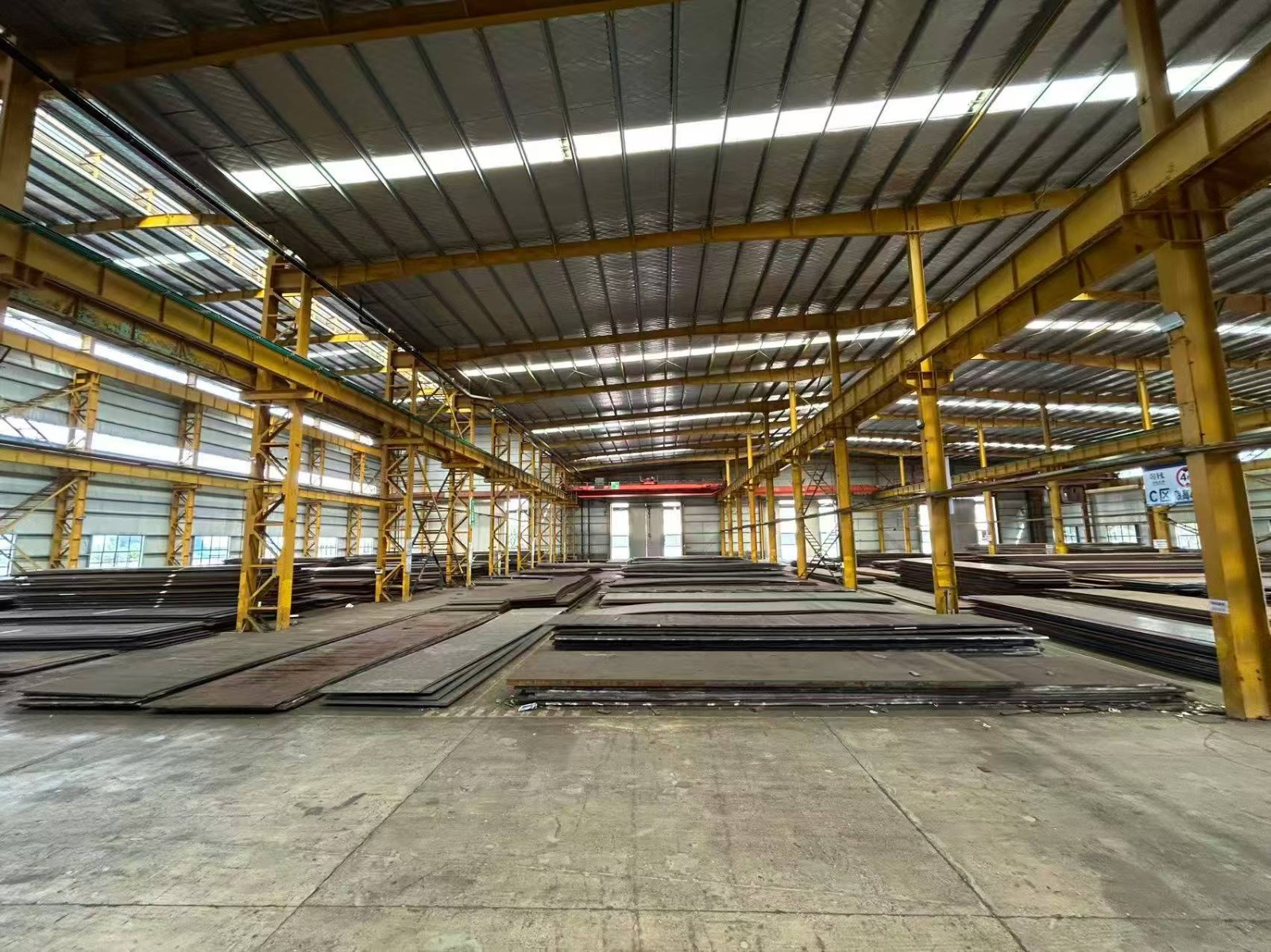 Heavy steel plates in warehouse