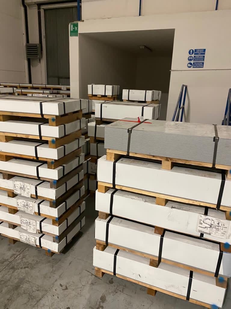 Stacks of steel sheets